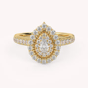 Pear & Round 0.90 Carat Double Halo Ring – IGI Certified