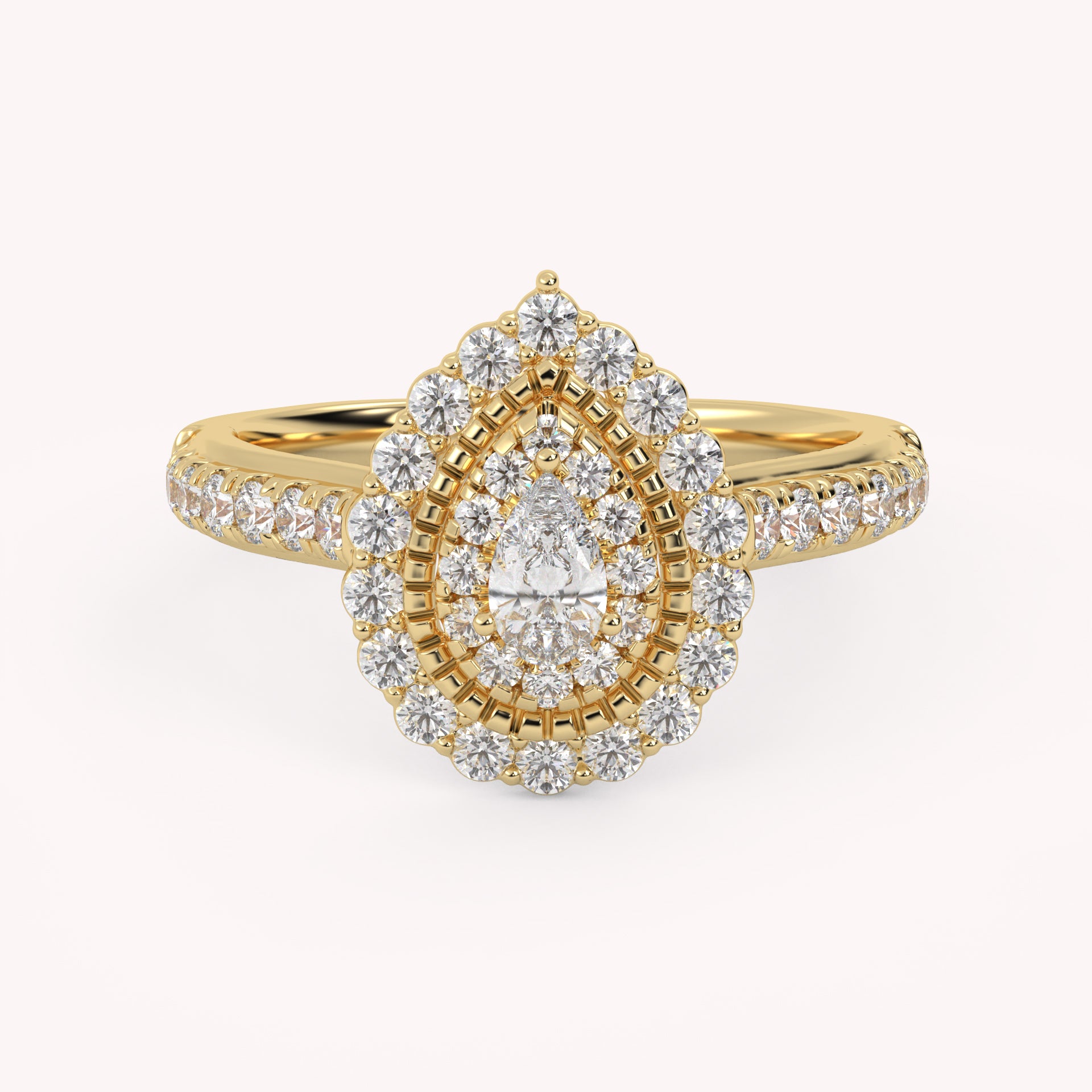 Pear & Round 0.90 Carat Double Halo Ring – IGI Certified