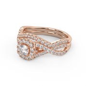 IGI Certified 1.00 Carat Infinity Halo Solitaire Cluster Bridal Set Ring