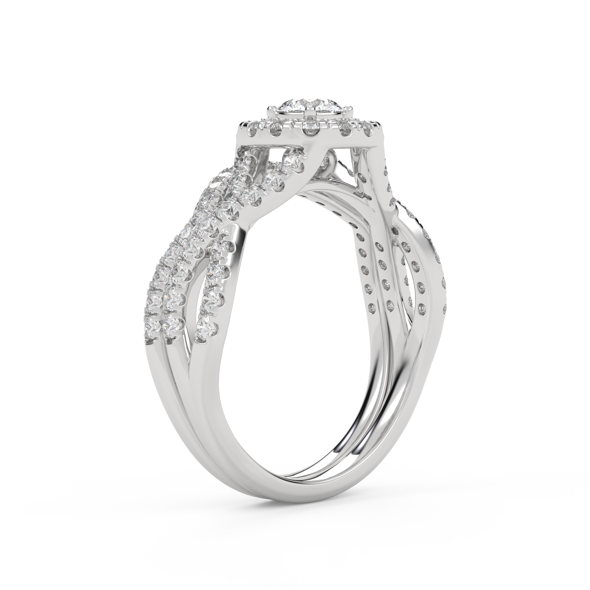 IGI Certified 1.00 Carat Infinity Halo Solitaire Cluster Bridal Set Ring