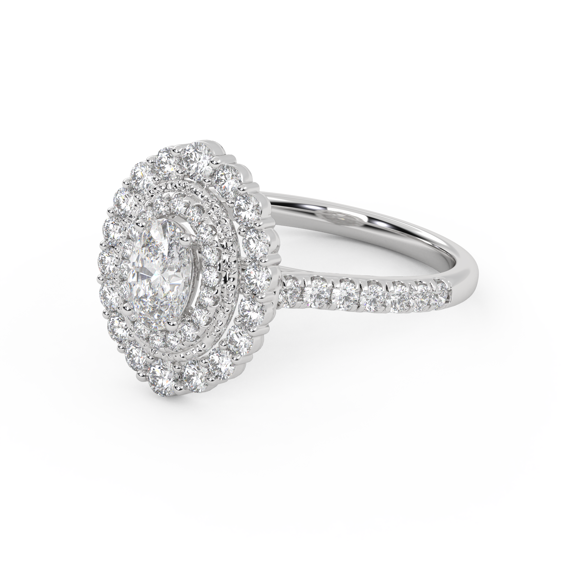 Oval & Round 1.05 Carat Double Halo Ring – IGI Certified