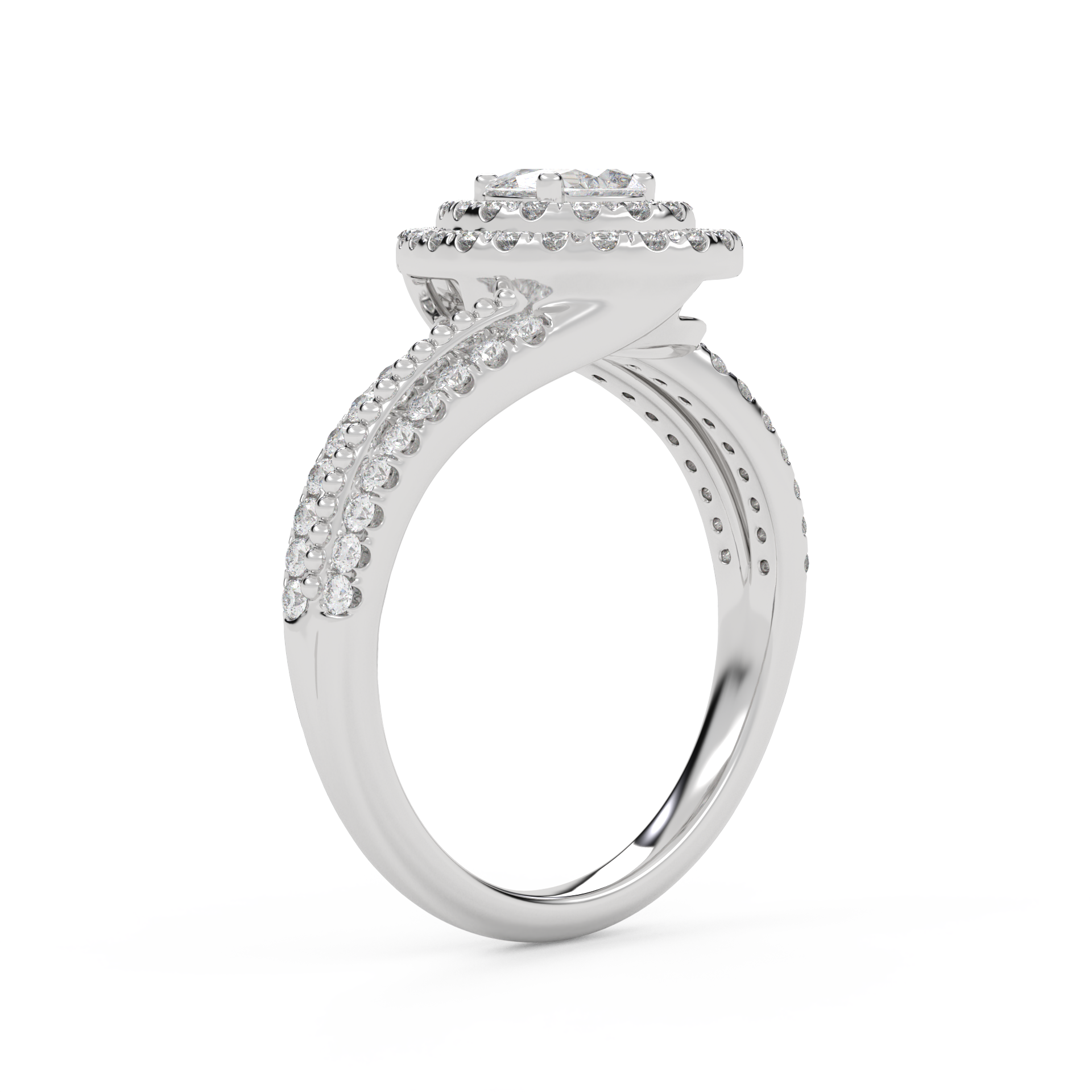 Bypass Double Halo Solitaire Ring – IGI Certified