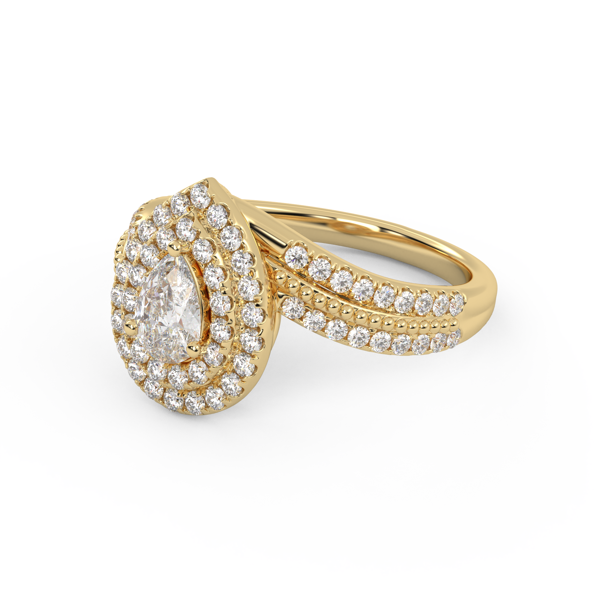Bypass Double Halo Solitaire Ring – IGI Certified