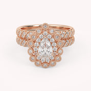 IGI Certified Teardrop Bridal Set Ring