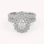 IGI Certified Teardrop Bridal Set Ring