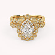 IGI Certified Teardrop Bridal Set Ring