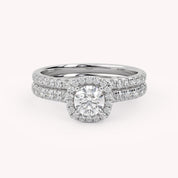 IGI Certified Half Eternity Halo Bridal Set Ring