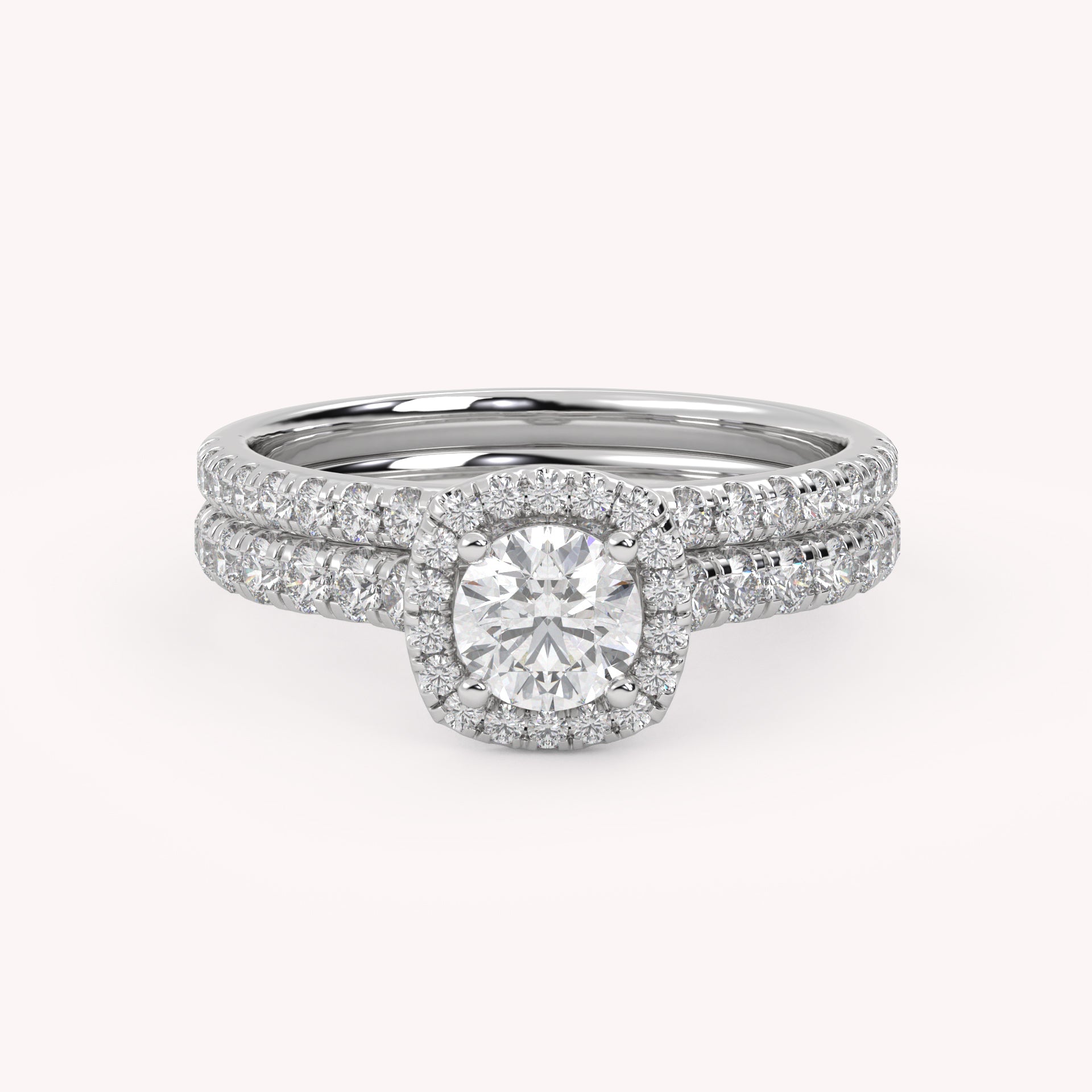 IGI Certified Half Eternity Halo Bridal Set Ring