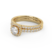 IGI Certified Half Eternity Halo Bridal Set Ring