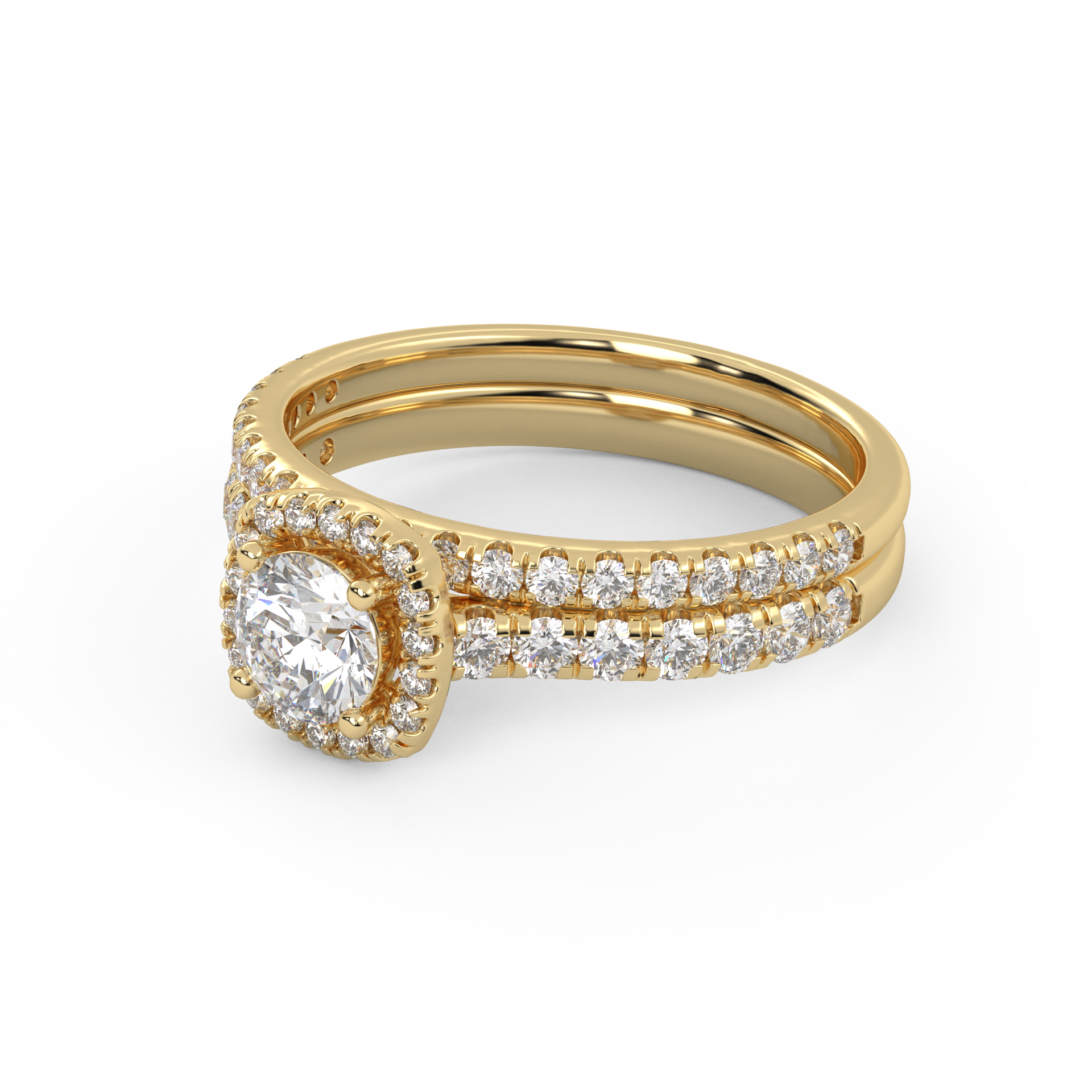 IGI Certified Half Eternity Halo Bridal Set Ring