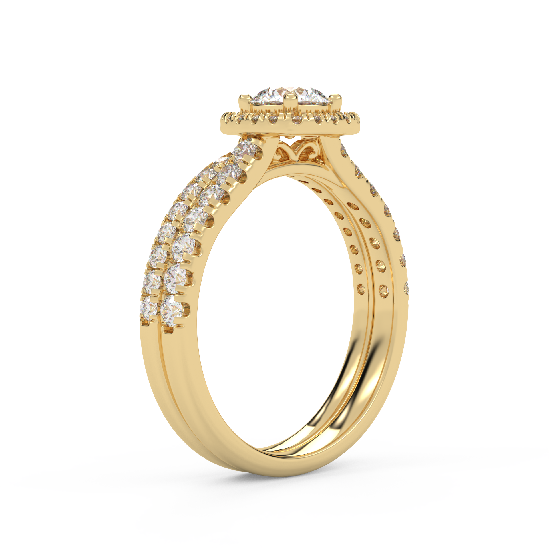 IGI Certified Half Eternity Halo Bridal Set Ring