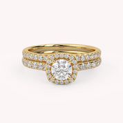 IGI Certified Half Eternity Halo Bridal Set Ring