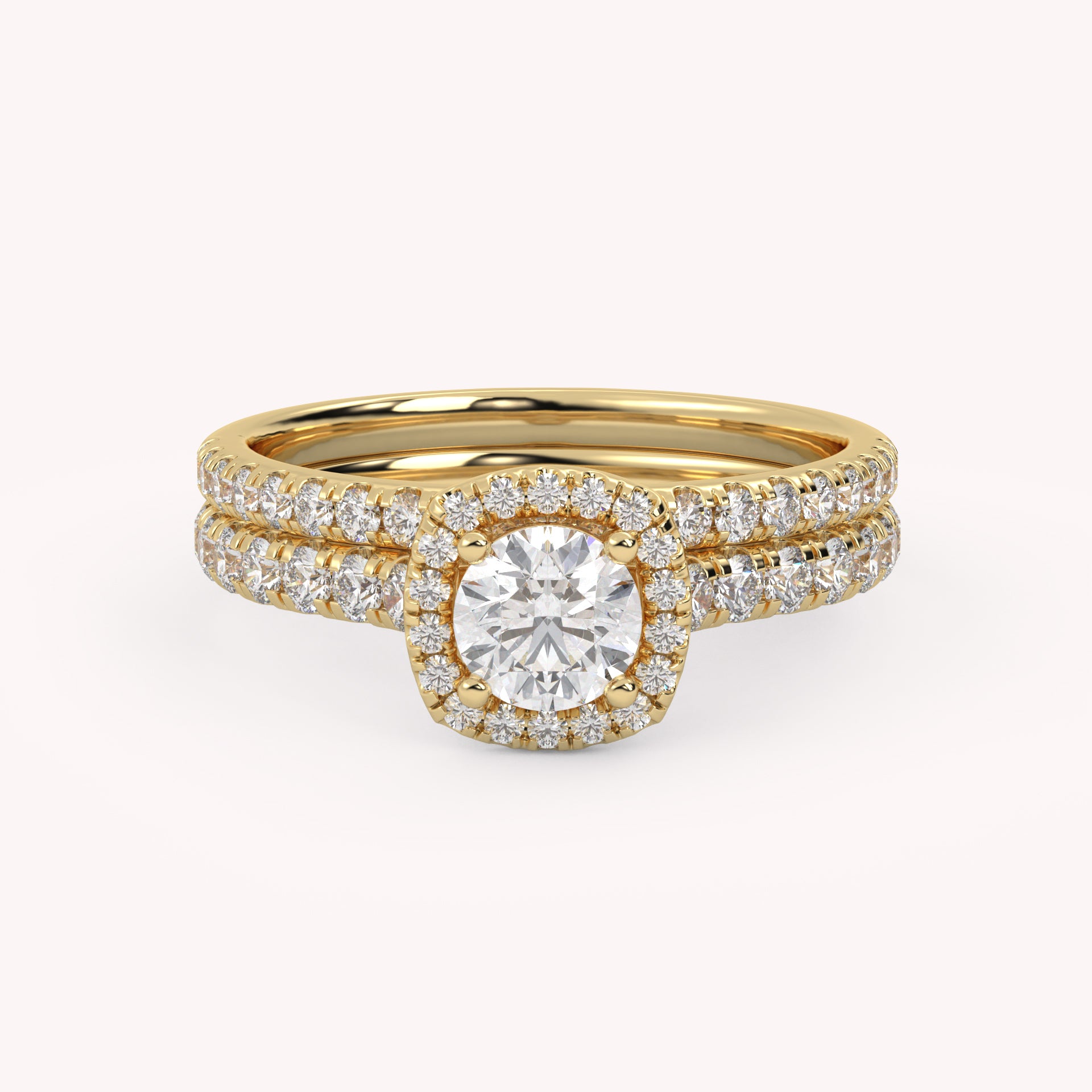 IGI Certified Half Eternity Halo Bridal Set Ring