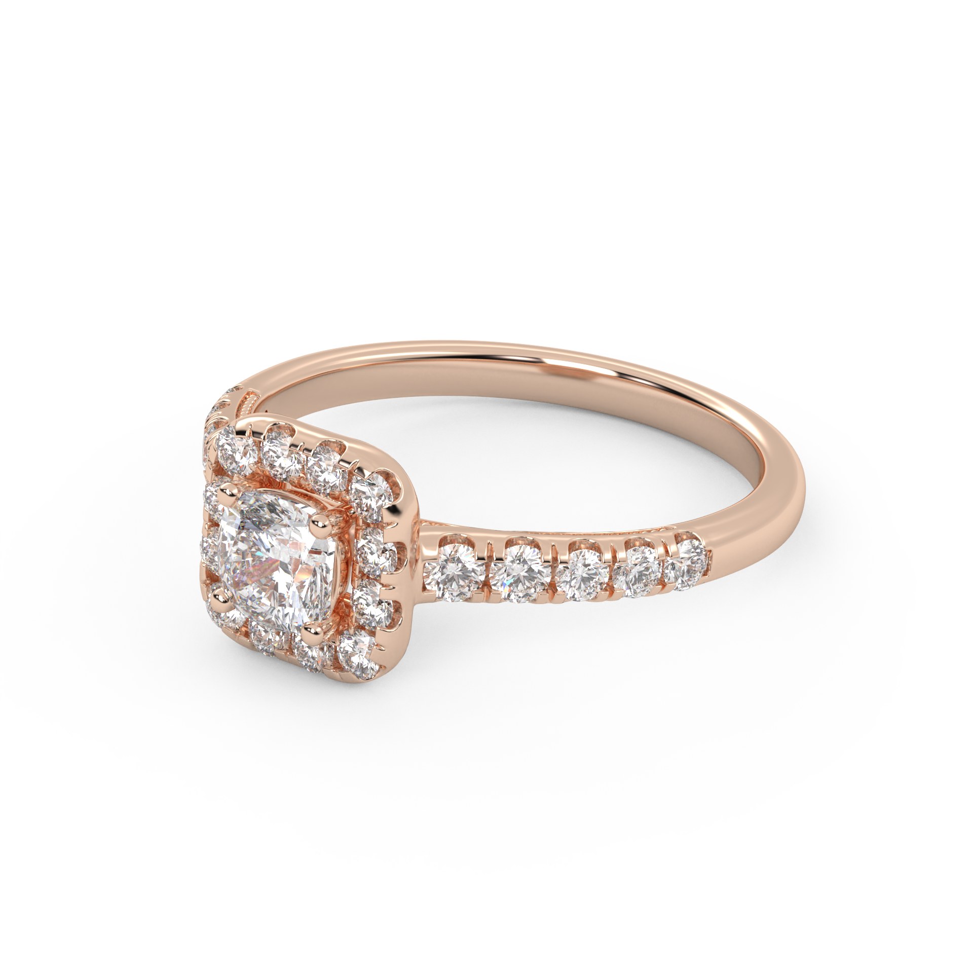 Half Eternity Halo Solitaire Ring – IGI Certified