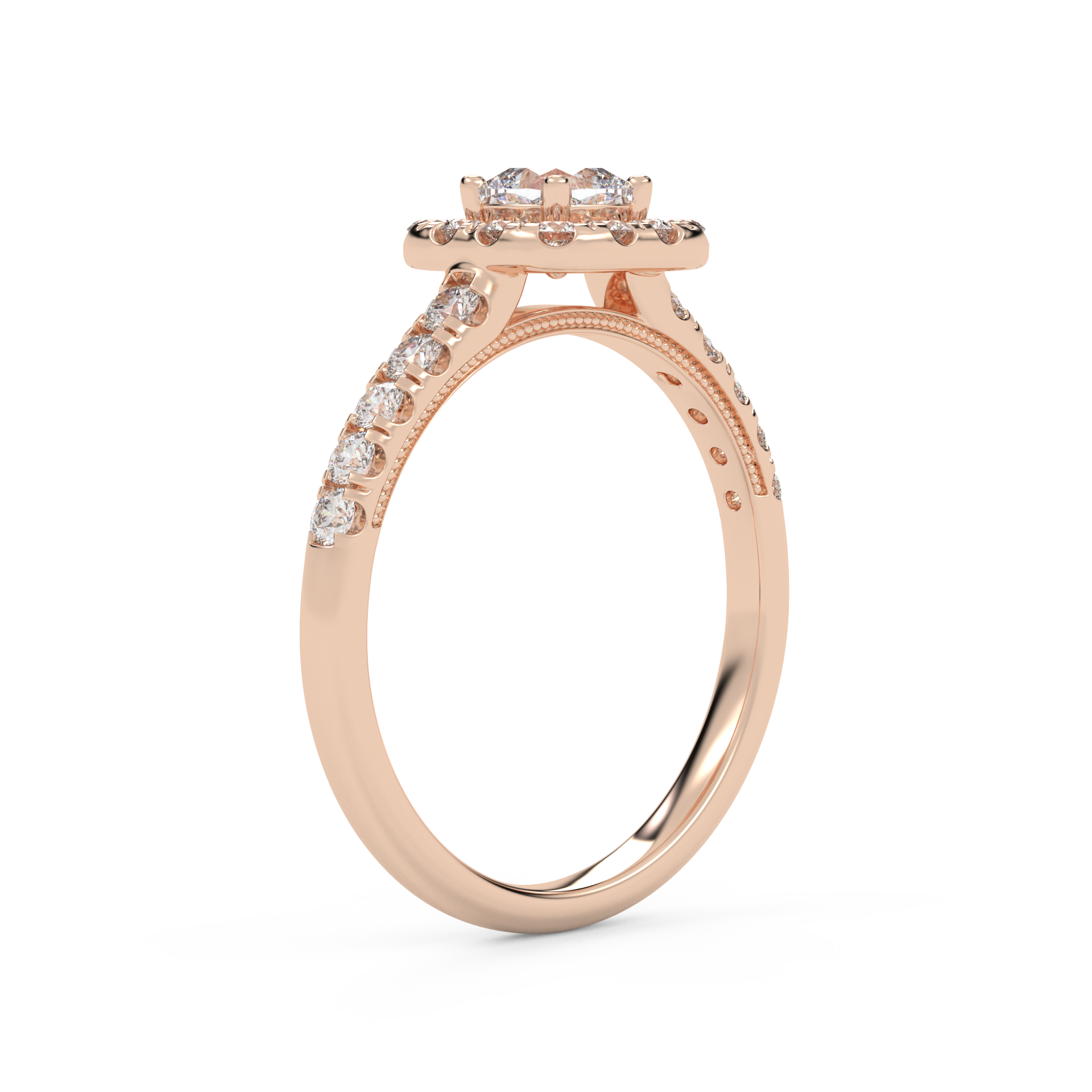 Half Eternity Halo Solitaire Ring – IGI Certified