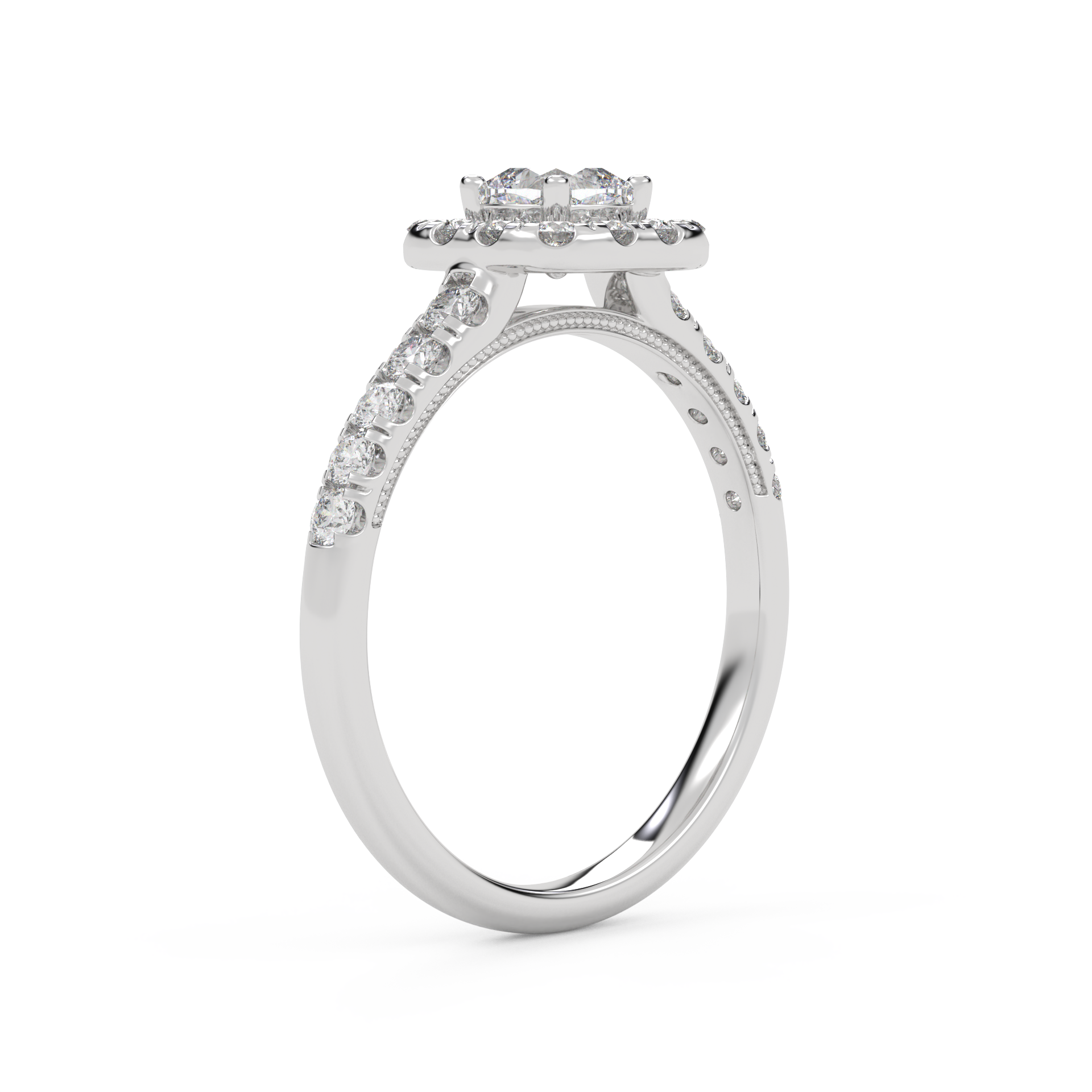 Half Eternity Halo Solitaire Ring – IGI Certified