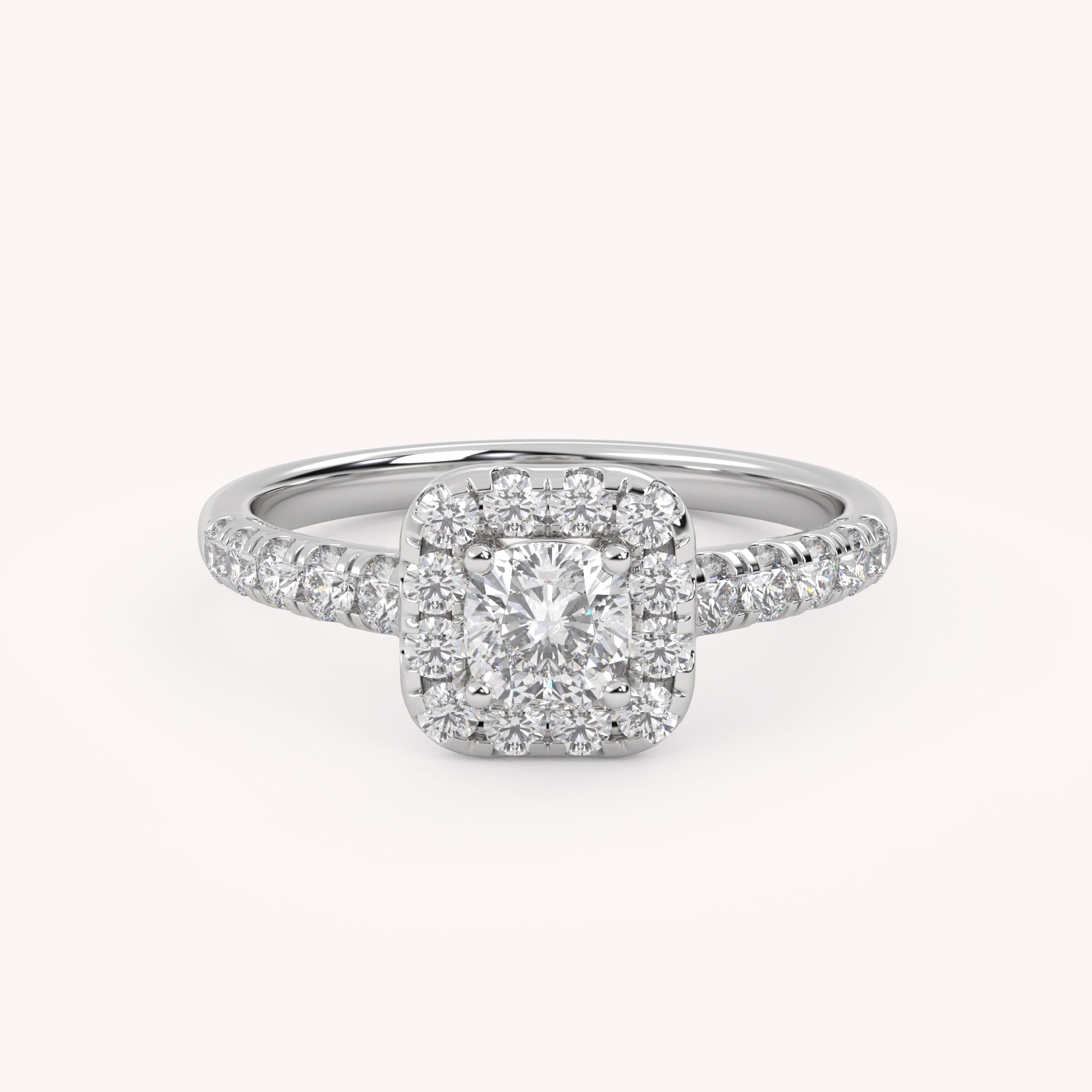 Half Eternity Halo Solitaire Ring – IGI Certified