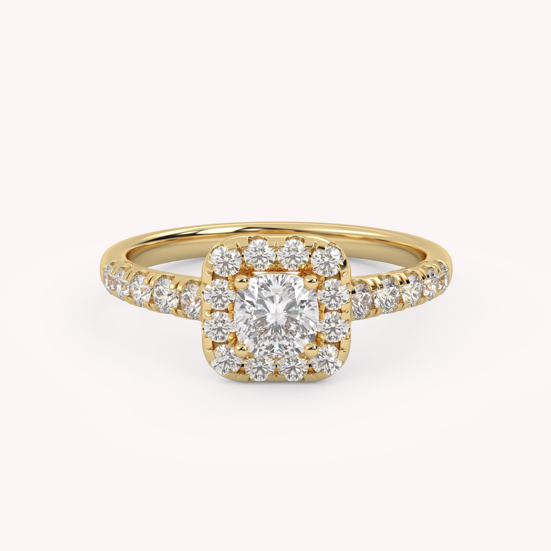 Half Eternity Halo Solitaire Ring – IGI Certified