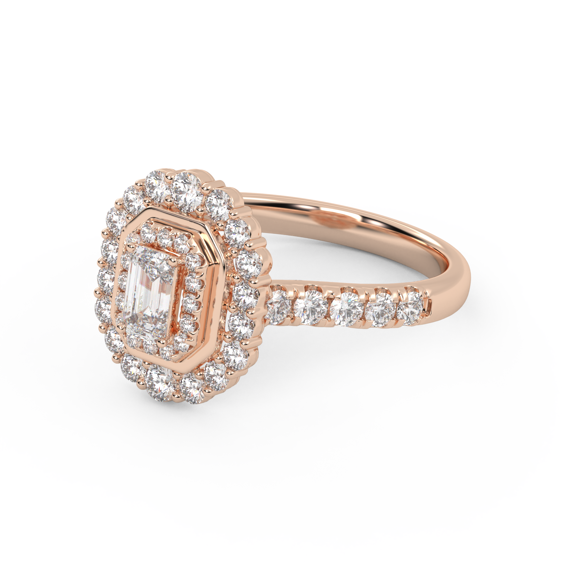 Double Halo Solitaire Engagement Ring – IGI Certified