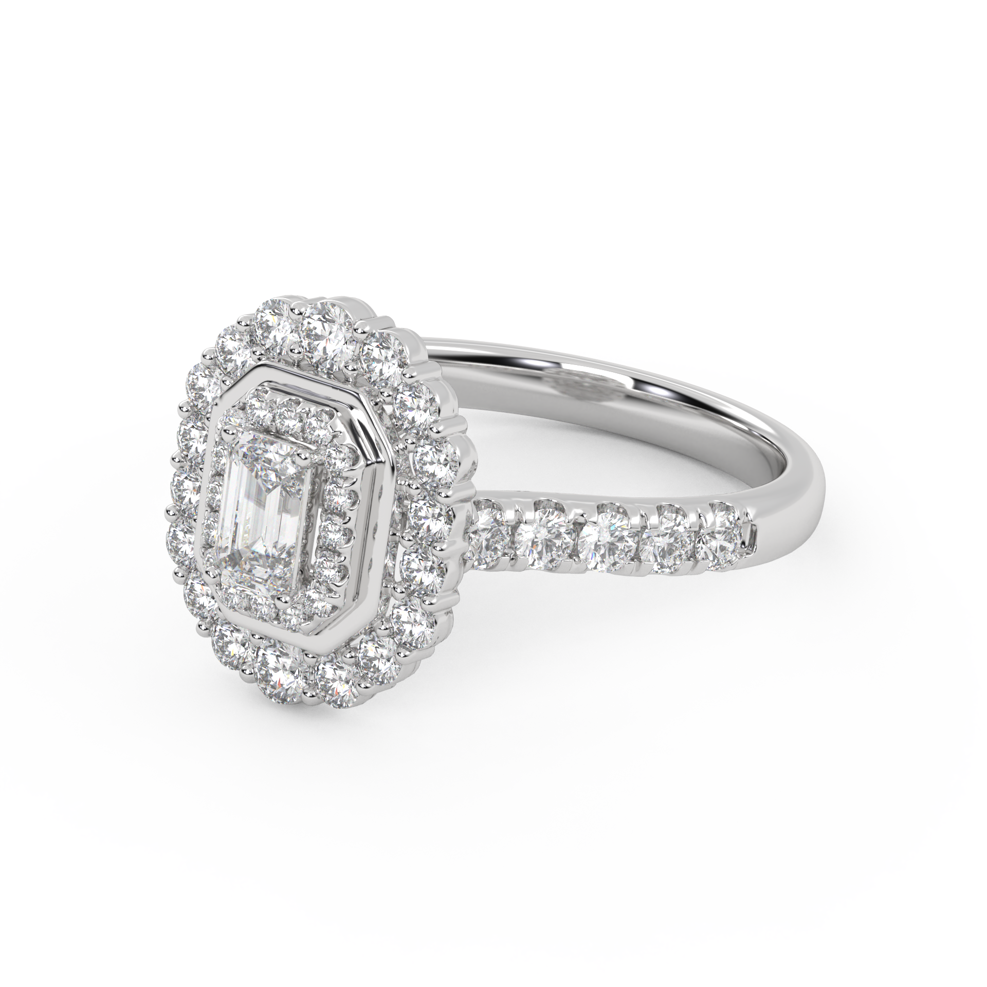 Double Halo Solitaire Engagement Ring – IGI Certified