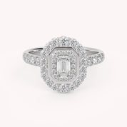 Double Halo Solitaire Engagement Ring – IGI Certified