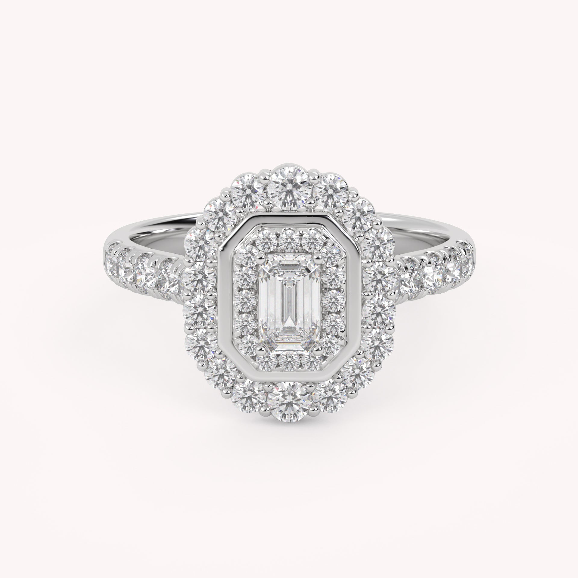 Double Halo Solitaire Engagement Ring – IGI Certified