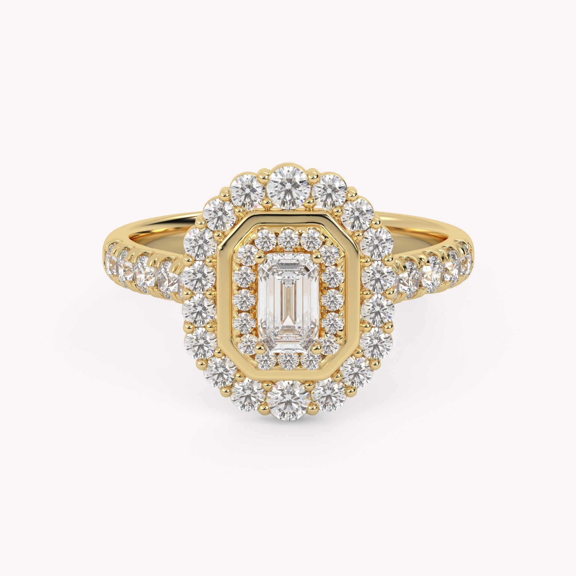 Double Halo Solitaire Engagement Ring – IGI Certified