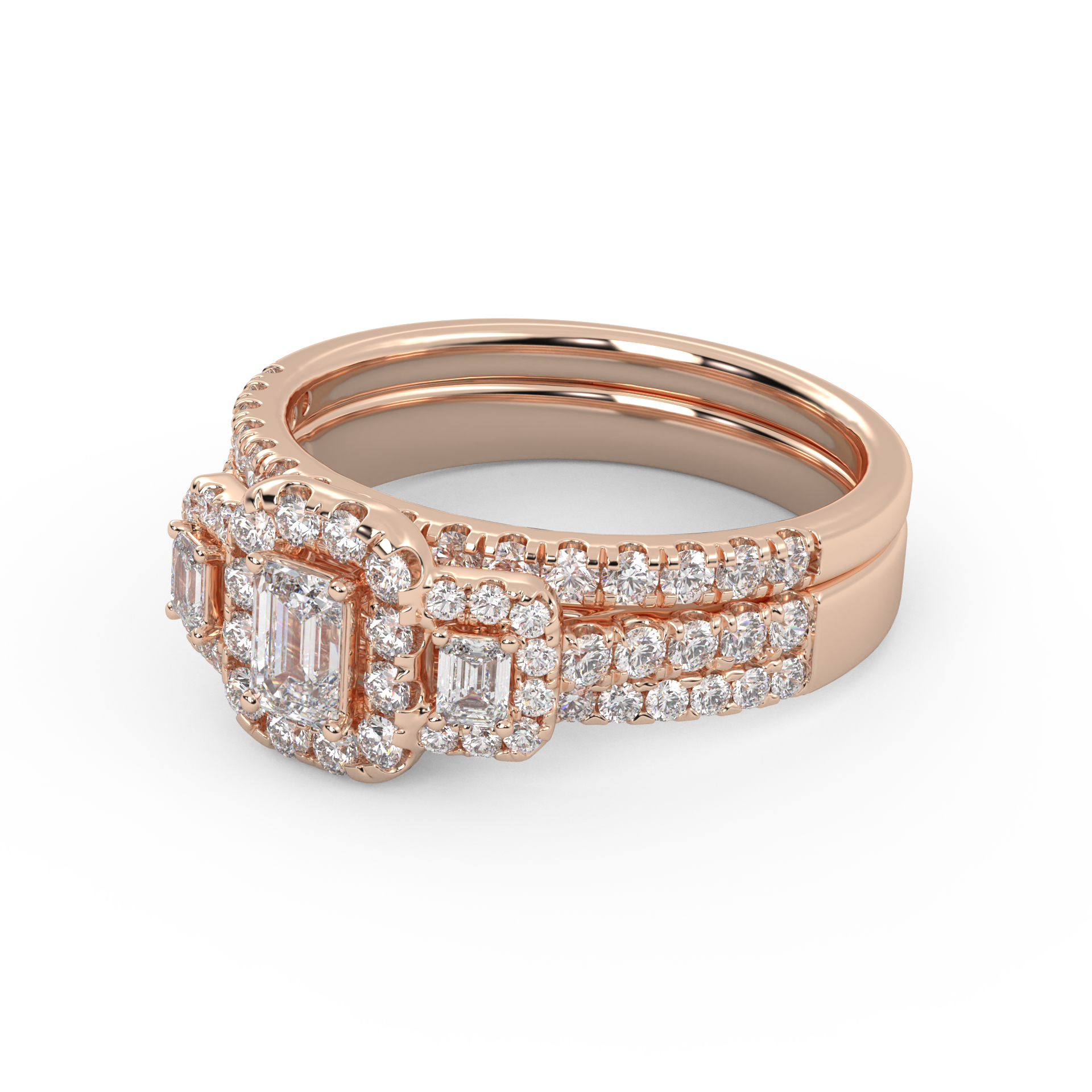 Three-Stone IGI Certified Bridal Set Ring