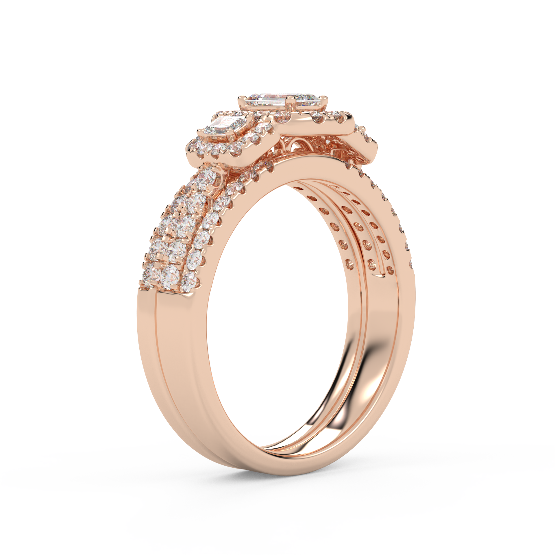 Three-Stone IGI Certified Bridal Set Ring