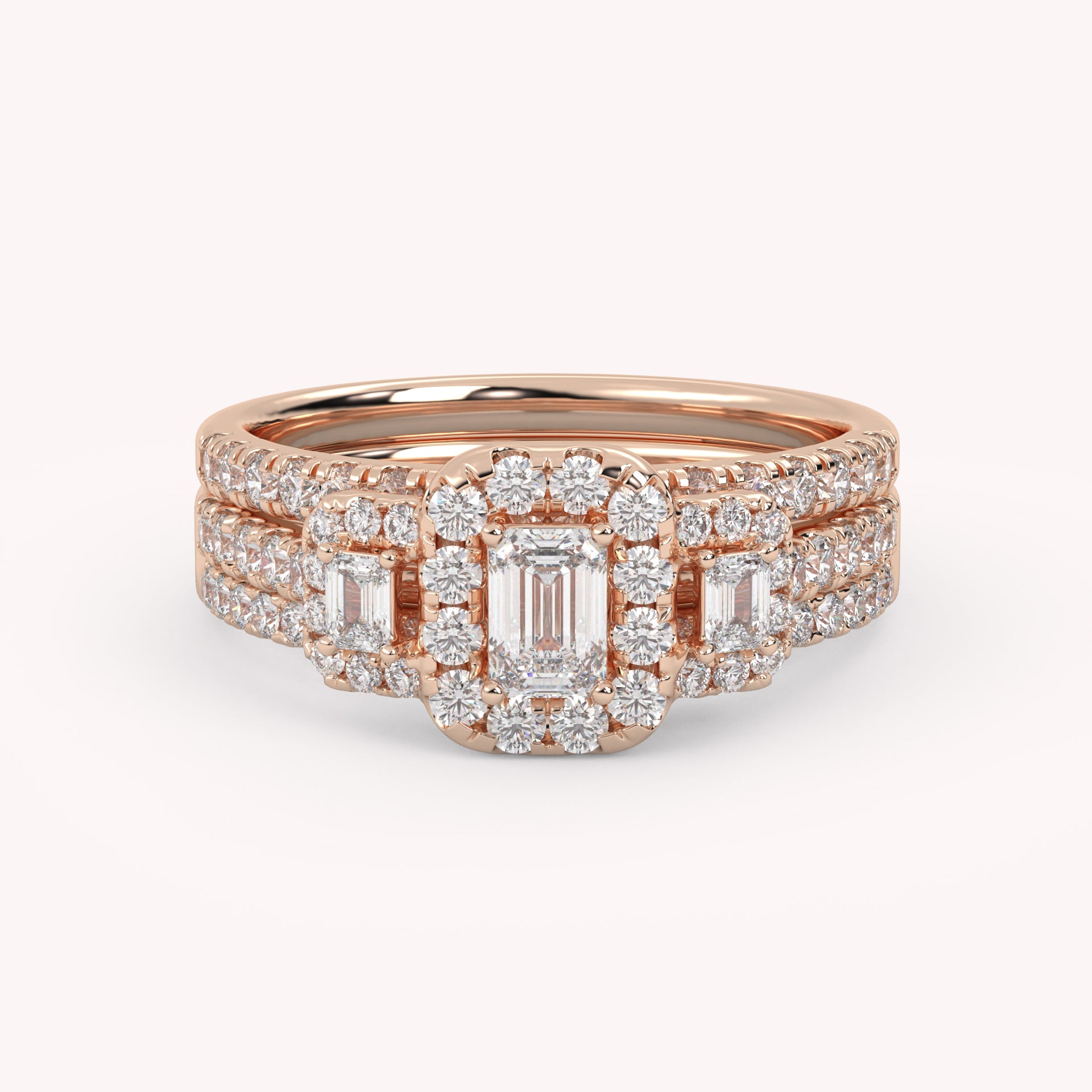 Three-Stone IGI Certified Bridal Set Ring