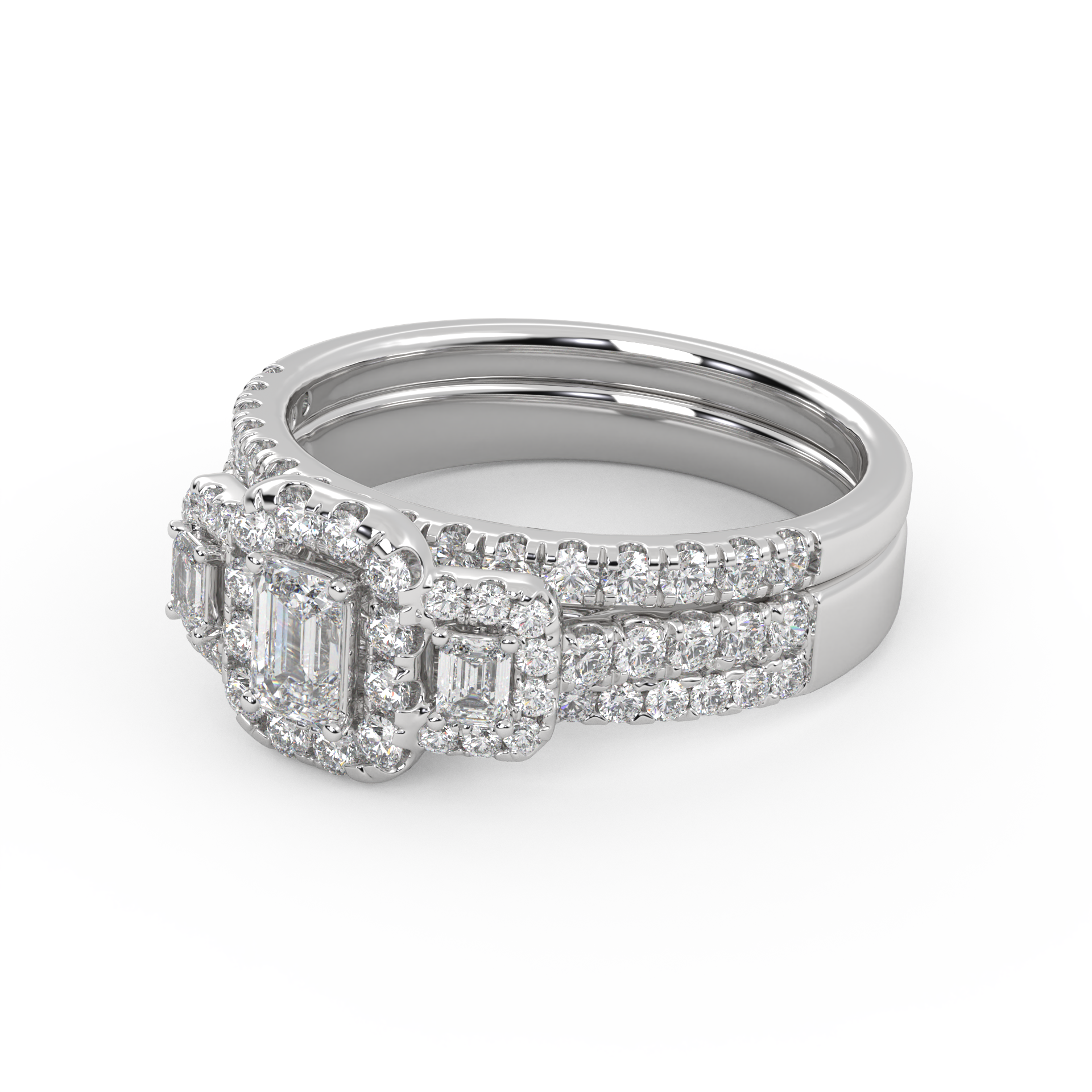 Three-Stone IGI Certified Bridal Set Ring