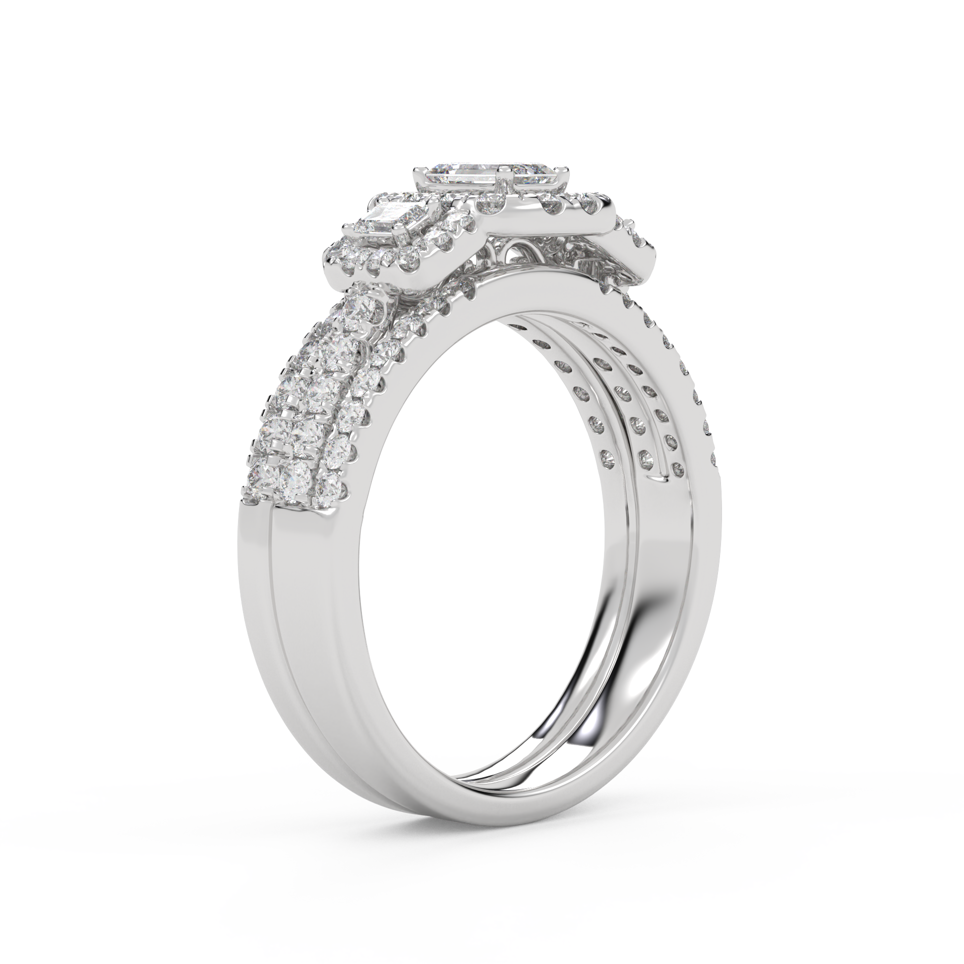 Three-Stone IGI Certified Bridal Set Ring