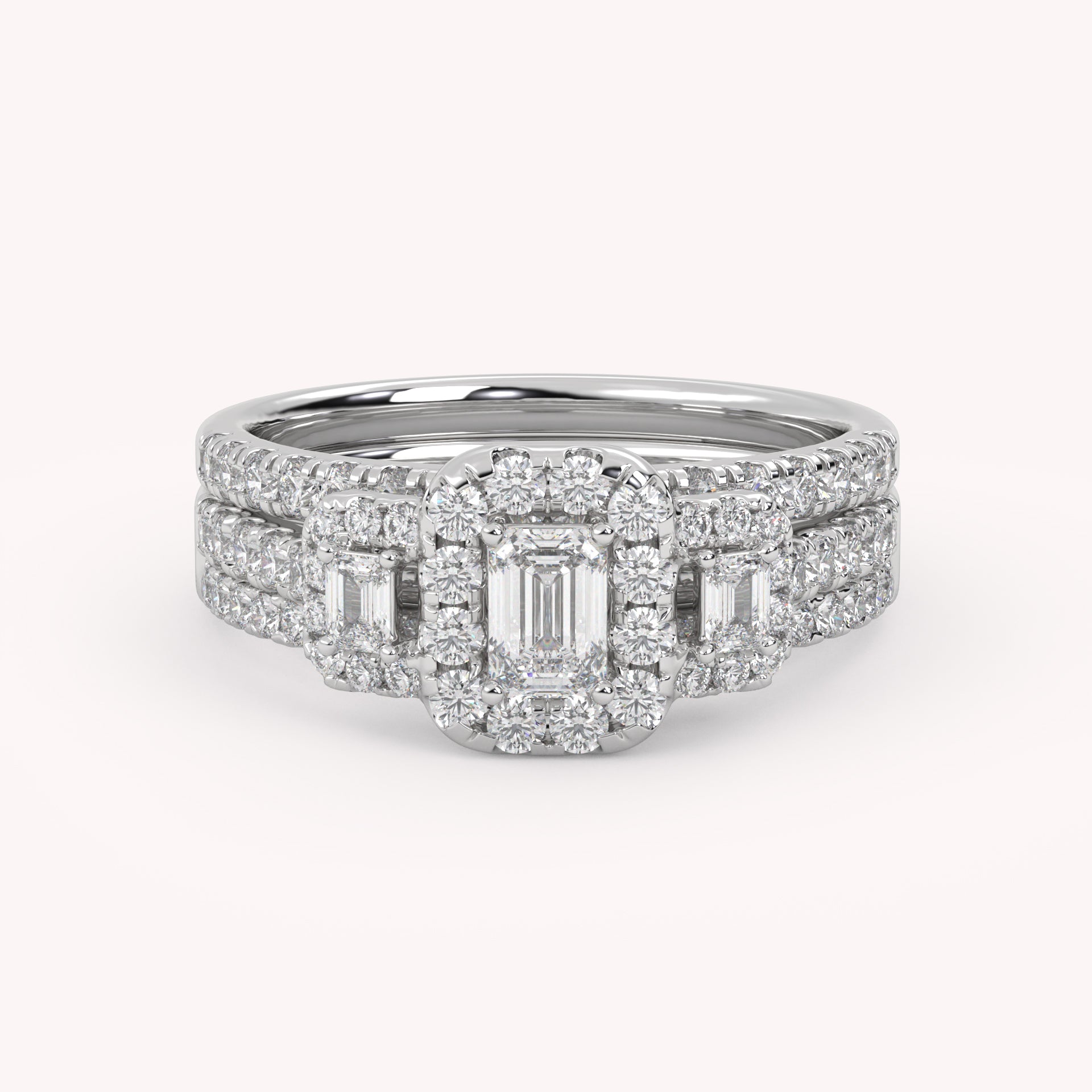 Three-Stone IGI Certified Bridal Set Ring