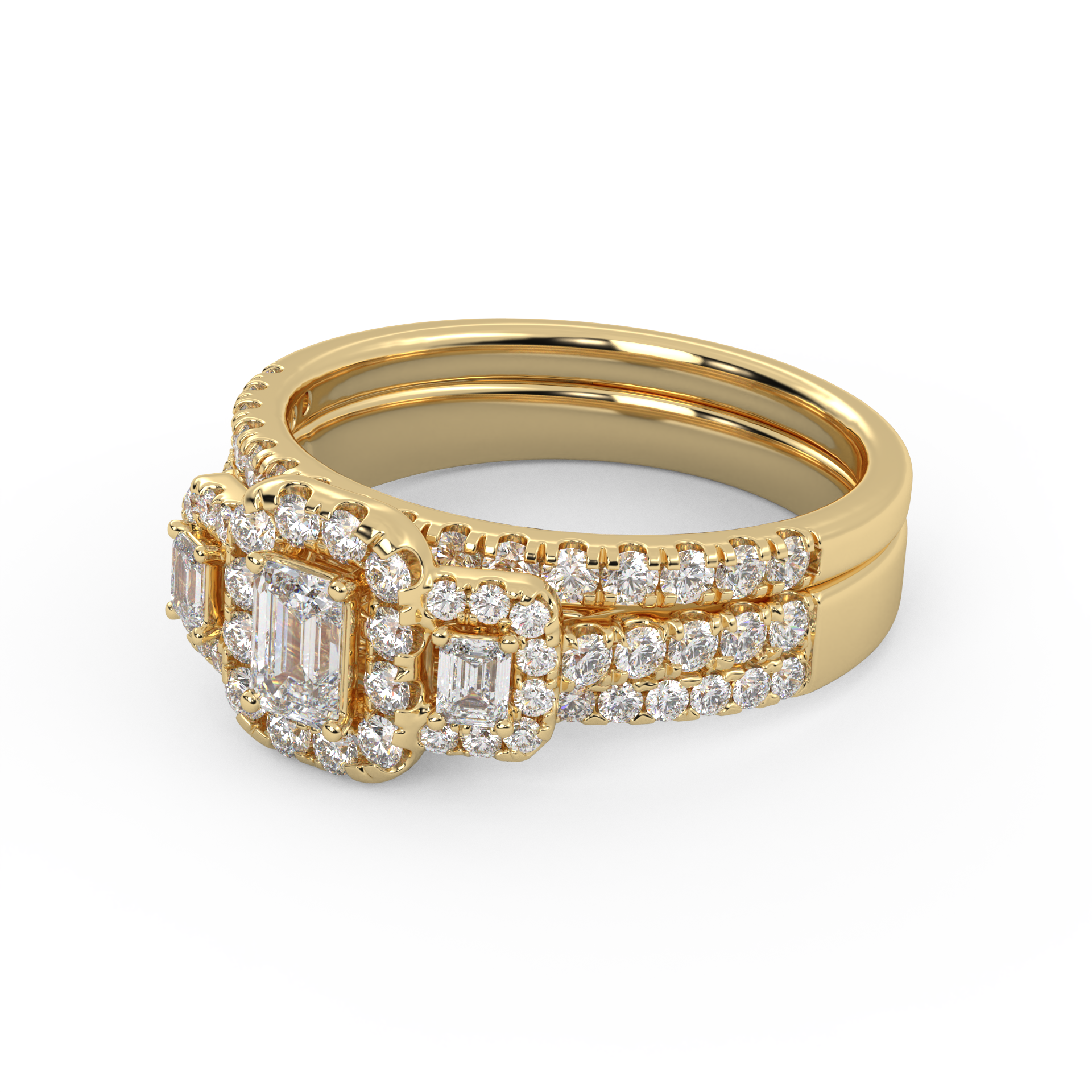 Three-Stone IGI Certified Bridal Set Ring