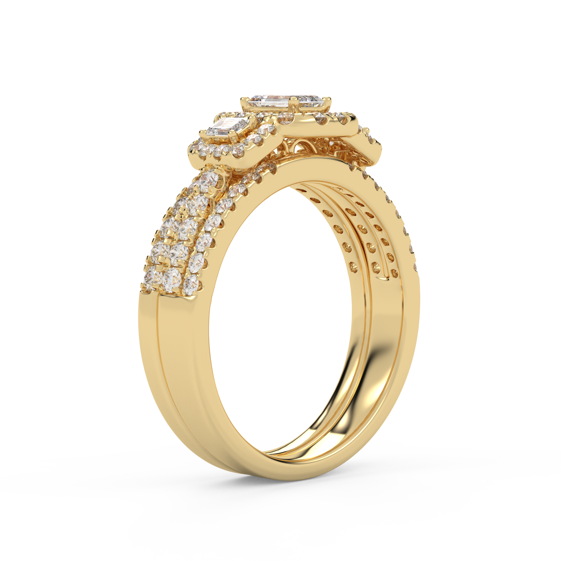 Three-Stone IGI Certified Bridal Set Ring