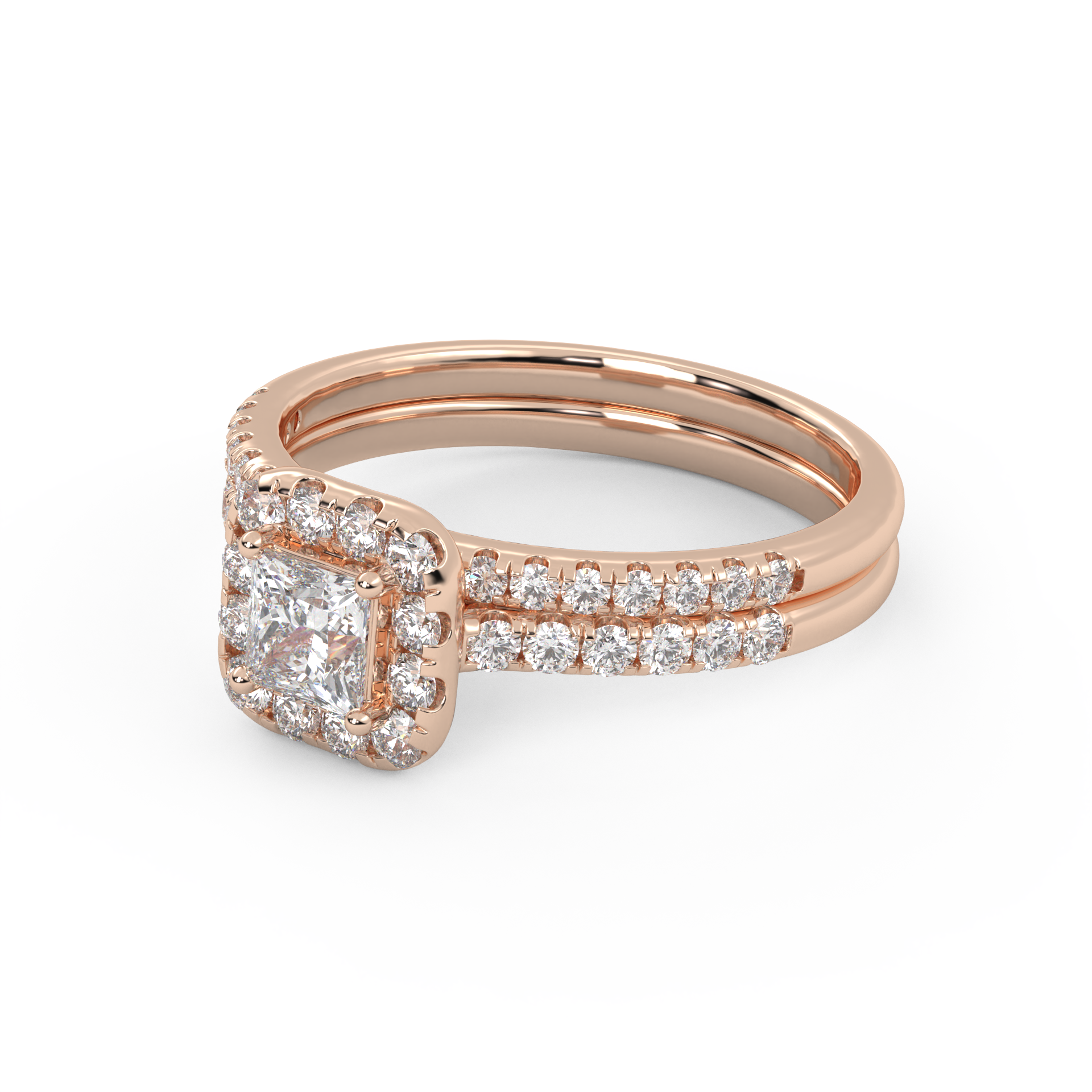 IGI Certified Princess Diamond Bridal Set Ring