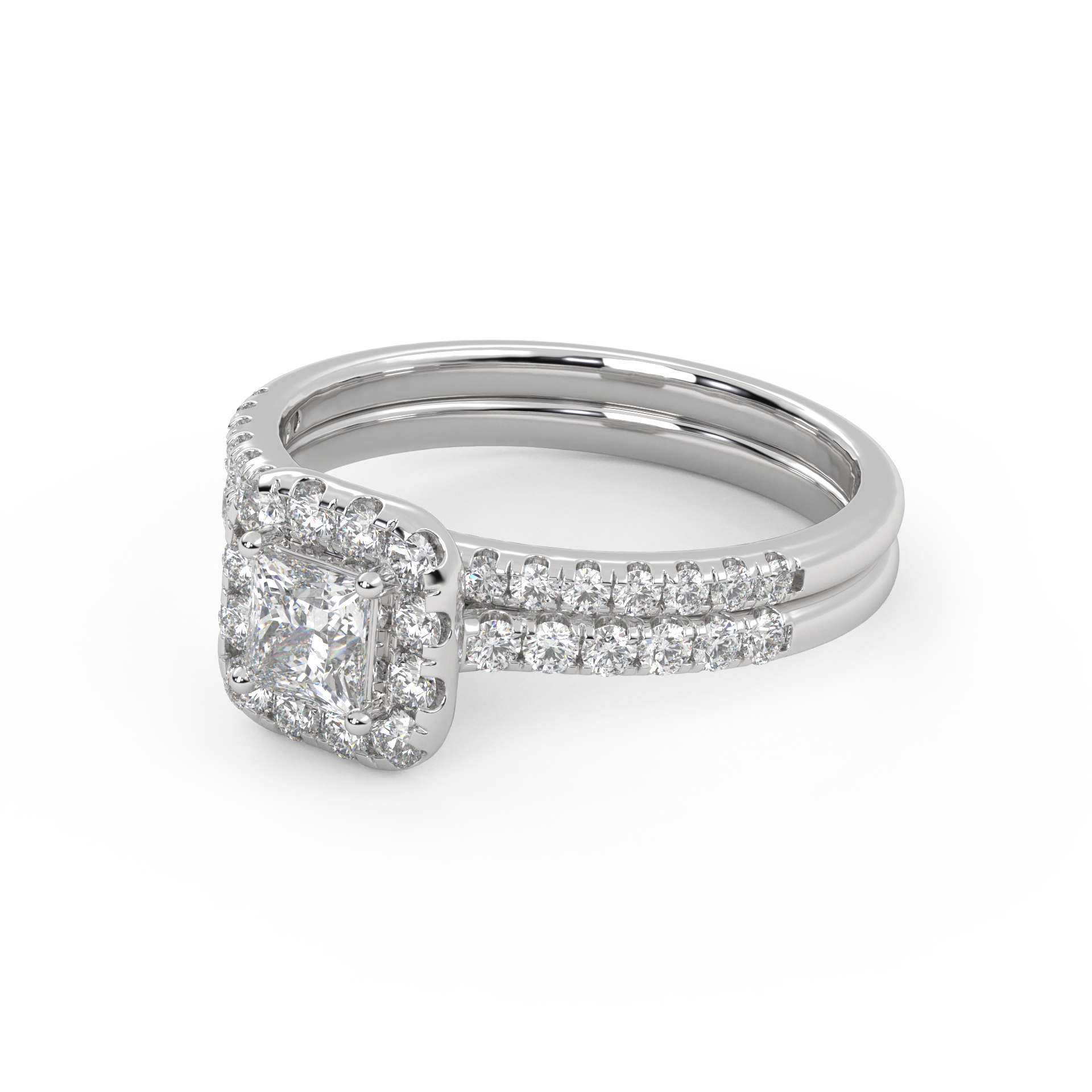 IGI Certified Princess Diamond Bridal Set Ring