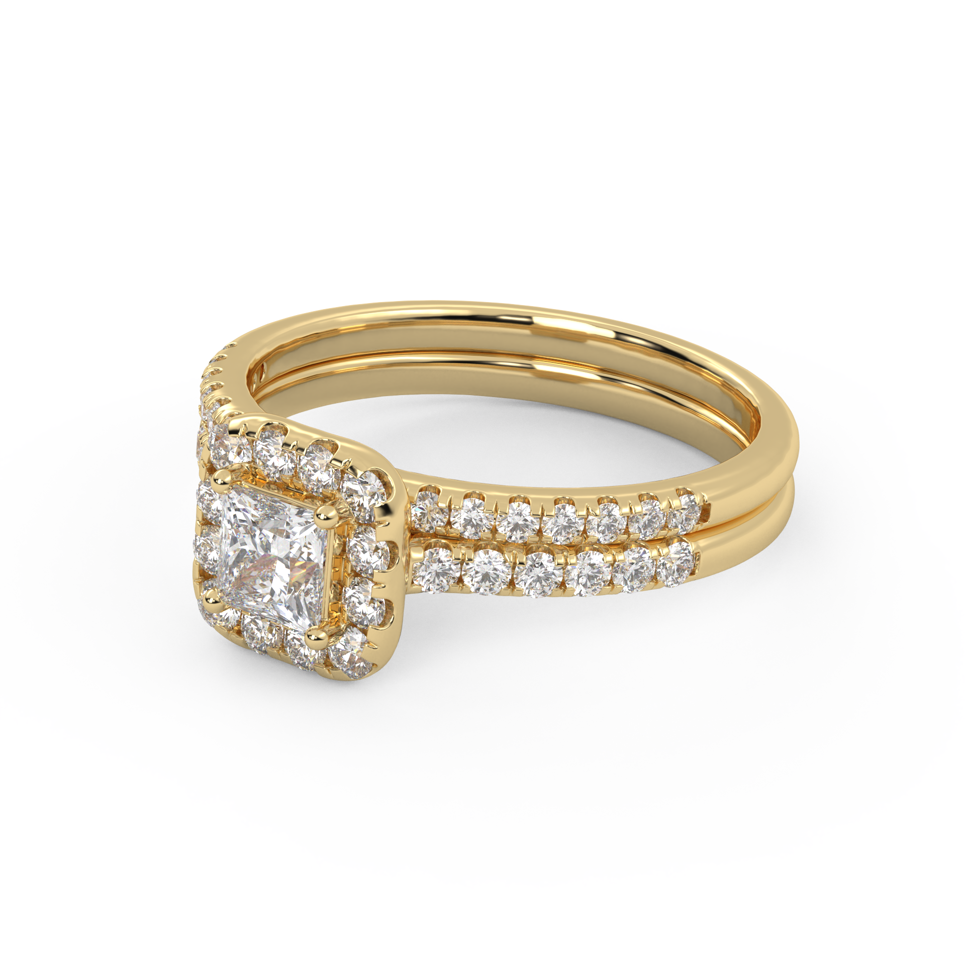 IGI Certified Princess Diamond Bridal Set Ring