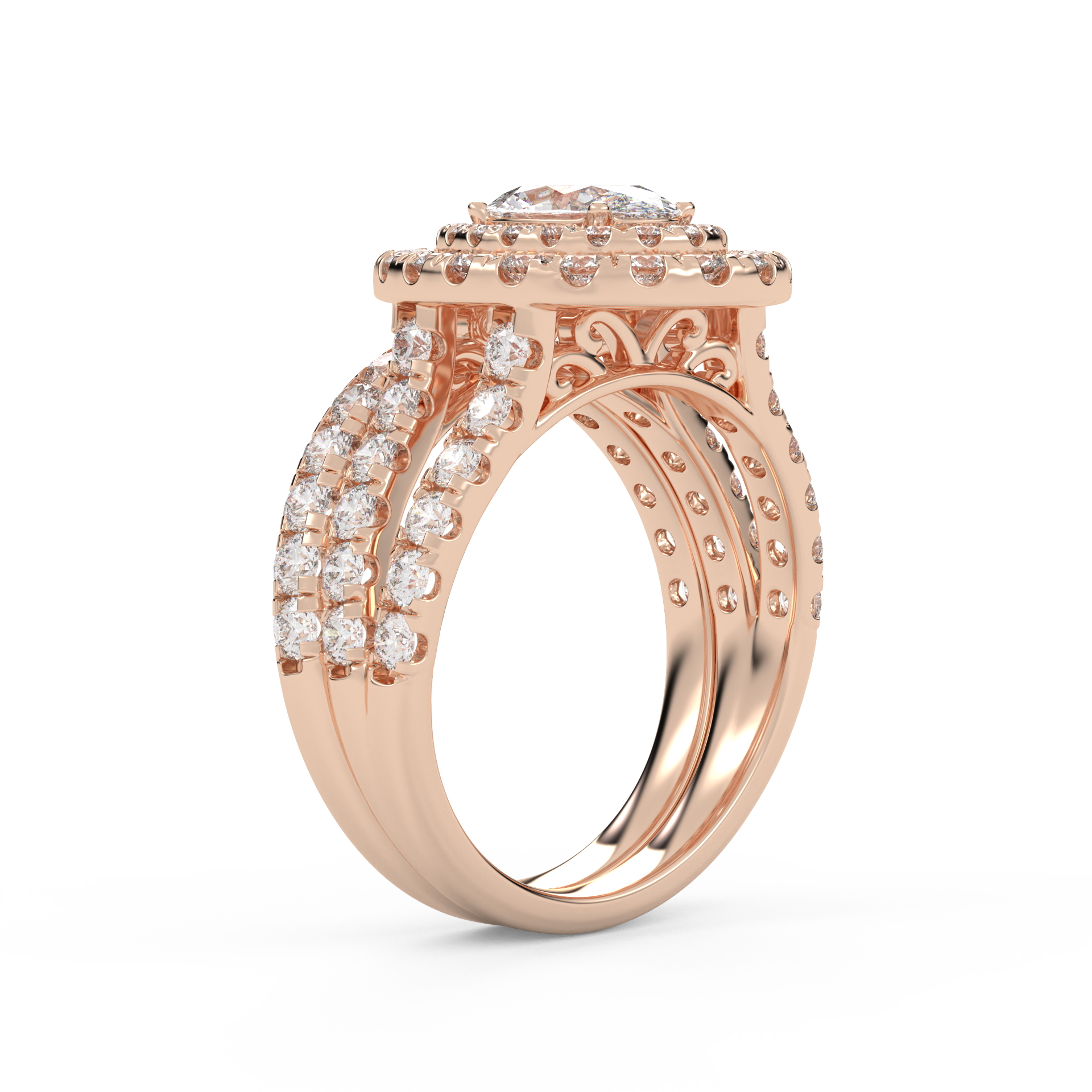 IGI Certified Split Shank Bridal Set Ring