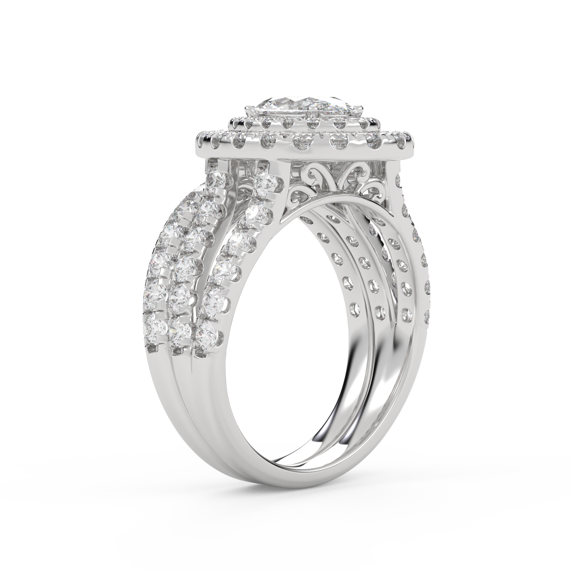 IGI Certified Split Shank Bridal Set Ring