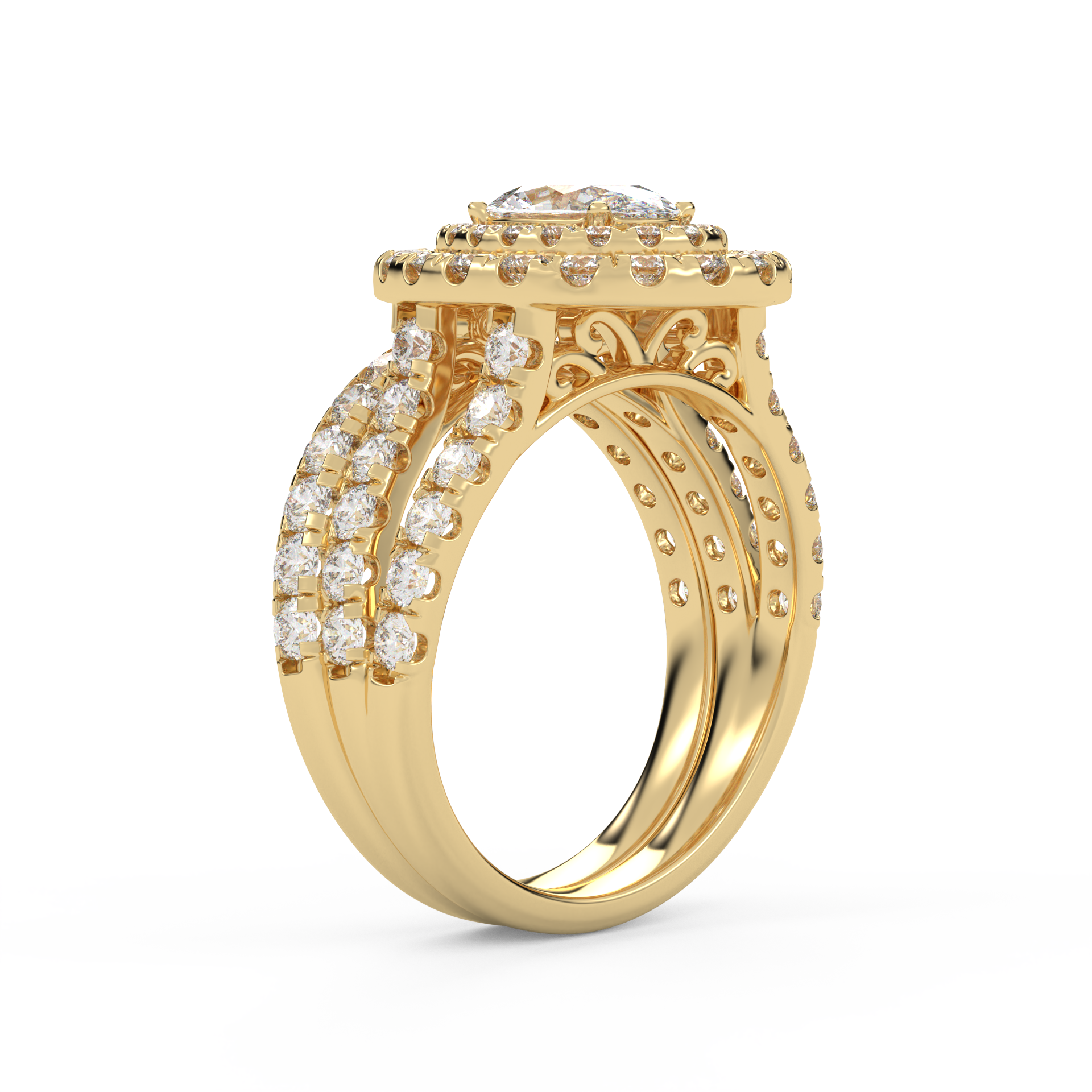 IGI Certified Split Shank Bridal Set Ring