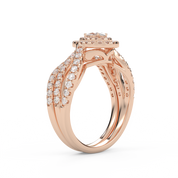 IGI Certified Twisted Shank Double Halo Diamond Bridal Set Ring