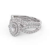 IGI Certified Twisted Shank Double Halo Diamond Bridal Set Ring