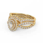 IGI Certified Twisted Shank Double Halo Diamond Bridal Set Ring