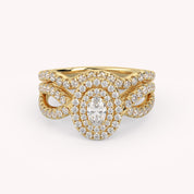 IGI Certified Twisted Shank Double Halo Diamond Bridal Set Ring