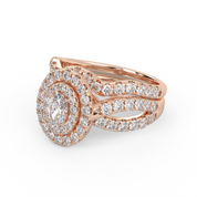 IGI Certified Twisted Shank Double Halo Diamond Bridal Set Ring