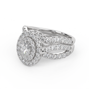 IGI Certified Twisted Shank Double Halo Diamond Bridal Set Ring