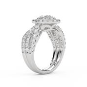 IGI Certified Twisted Shank Double Halo Diamond Bridal Set Ring
