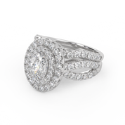 IGI Certified Twisted Shank Double Halo Diamond Bridal Set Ring