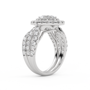 IGI Certified Twisted Shank Double Halo Diamond Bridal Set Ring